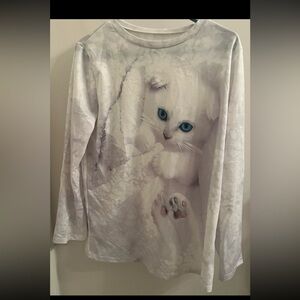 Shein medium white adorable cat pullover sweatshirt.